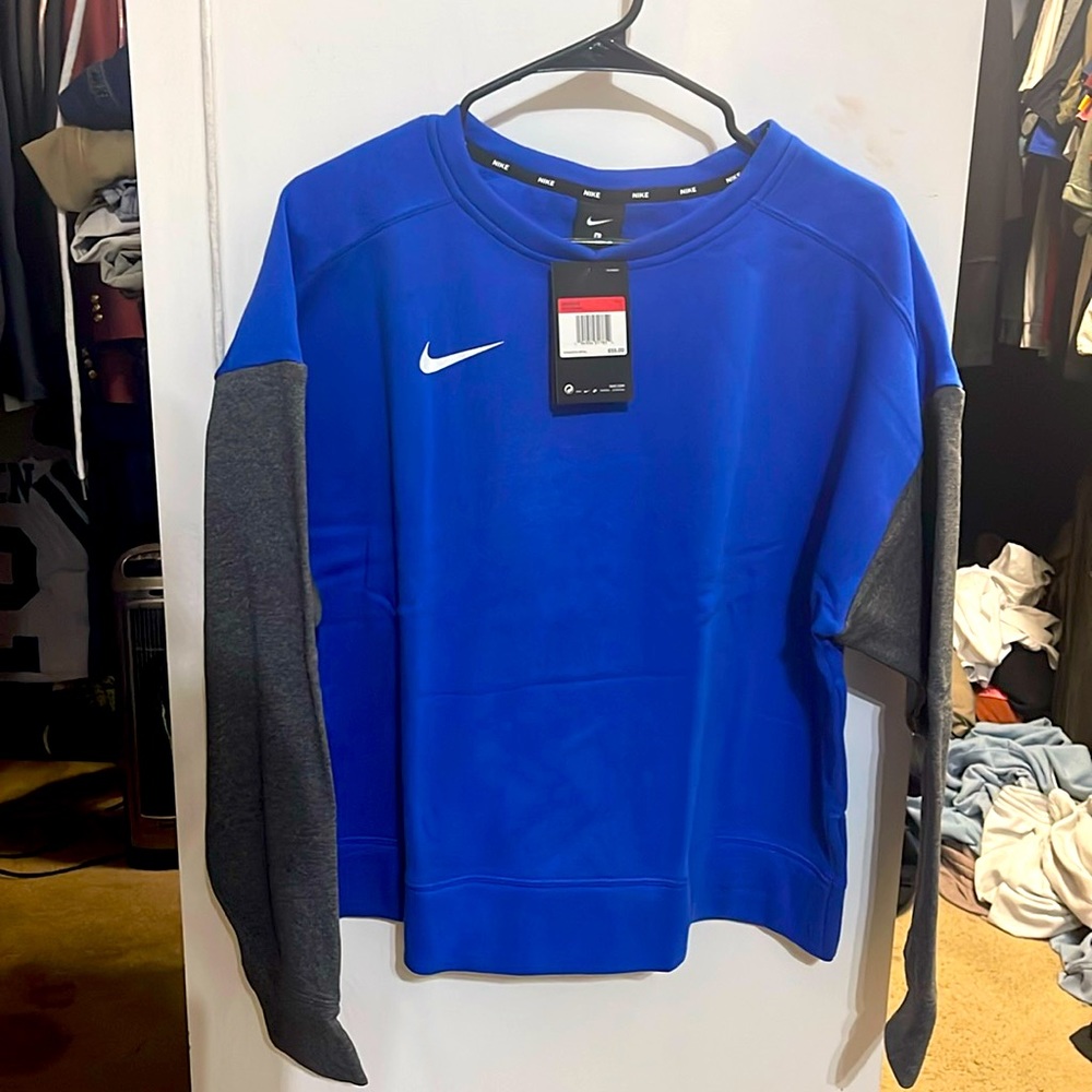 NWT Womens Nike crewneck sweater size Large, blue and grey